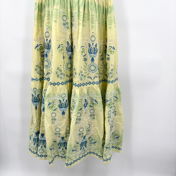 NEW Sundance Dress S / 6 Maxi Embroidered Floral Tiered Cotton Silk Beach Summer - Picture 6 of 12